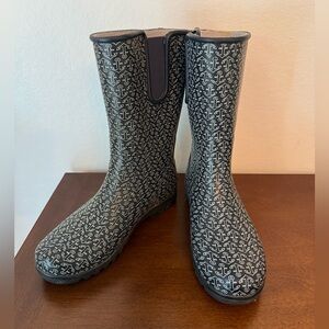 Sperry Nautical Anchor Blue & White Rubber Pull On Rain Boots - Size 7